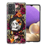 Samsung Galaxy A32 Romance Is Dead Valentines Day Halloween Skull Floral Autumn Flowers Double Layer Phone Case Cover