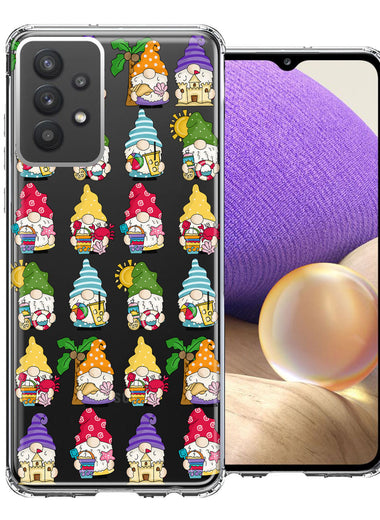 Samsung Galaxy A32 Summer Beach Cute Gnomes Sand Castle Shells Palm Trees Double Layer Phone Case Cover