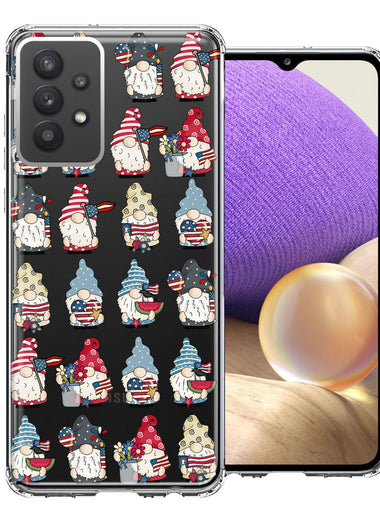 Samsung Galaxy A32 USA Fourth Of July American Summer Cute Gnomes Patriotic Parade Double Layer Phone Case Cover