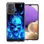 Samsung Galaxy A32 Blue Flaming Skull Double Layer Phone Case Cover