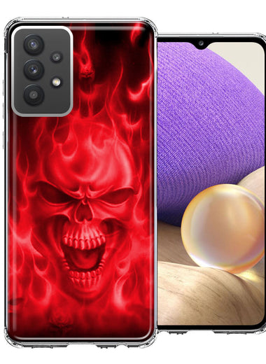 Samsung Galaxy A32 Red Flaming Skull Double Layer Phone Case Cover