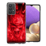 Samsung Galaxy A32 Red Flaming Skull Double Layer Phone Case Cover