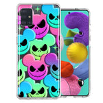 Samsung Galaxy A51 Bright Rainbow Nightmare Skulls Spooky Season Halloween Design Double Layer Phone Case Cover