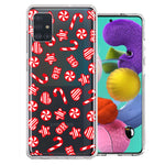 Samsung Galaxy A51 Christmas Winter Red White Peppermint Candies Swirls Candycanes Design Double Layer Phone Case Cover