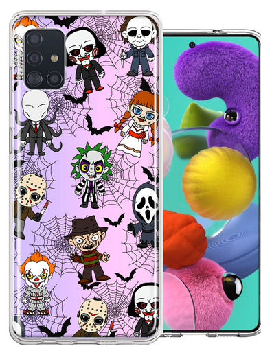 Samsung Galaxy A51 Classic Haunted Horror Halloween Nightmare Characters Spider Webs Design Double Layer Phone Case Cover