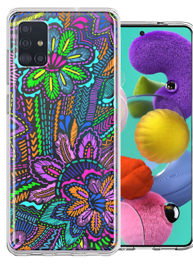 Samsung Galaxy A51 Colorful Summer Flowers Doodle Art Design Double Layer Phone Case Cover