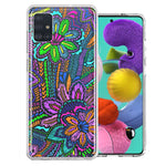 Samsung Galaxy A51 Colorful Summer Flowers Doodle Art Design Double Layer Phone Case Cover
