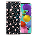 Samsung Galaxy A51 Cute Pink Leopard Print Hearts Valentines Day Love Double Layer Phone Case Cover