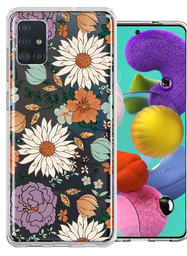 Samsung Galaxy A51 Feminine Classy Flowers Fall Toned Floral Wallpaper Style Double Layer Phone Case Cover