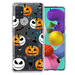 Samsung Galaxy A51 Halloween Jack-O-Lantern Pumpkin Skull Spooky Design Double Layer Phone Case Cover