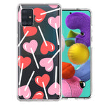 Samsung Galaxy A51 Heart Suckers Lollipop Valentines Day Candy Lovers Double Layer Phone Case Cover