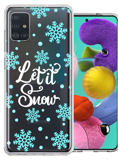 Samsung Galaxy A51 Christmas Holiday Let It Snow Winter Blue Snowflakes Design Double Layer Phone Case Cover