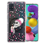 Samsung Galaxy A51 Pink Dead Valentine Skull Frap Hearts If I had Feelings They'd Be For You Love Double Layer Phone Case Cover