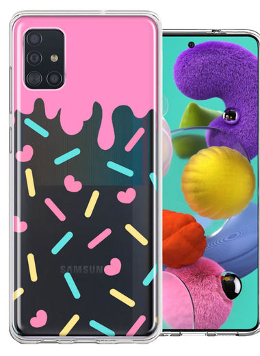 Samsung Galaxy A51 Pink Drip Frosting Cute Heart Sprinkles Kawaii Cake Design Double Layer Phone Case Cover