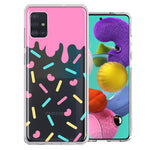 Samsung Galaxy A51 Pink Drip Frosting Cute Heart Sprinkles Kawaii Cake Design Double Layer Phone Case Cover