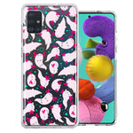 Samsung Galaxy A51 Pink Happy Swimming Axolotls Polka Dots Double Layer Phone Case Cover