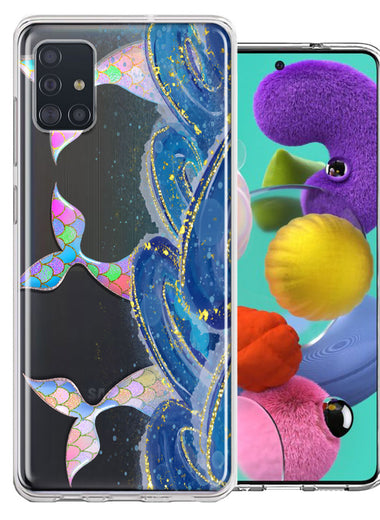 Samsung Galaxy A51 Rainbow Mermaid Tails Scales Ocean Waves Beach Girls Summer Double Layer Phone Case Cover