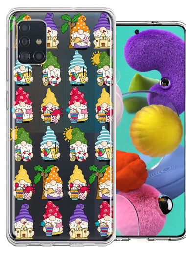Samsung Galaxy A51 Summer Beach Cute Gnomes Sand Castle Shells Palm Trees Double Layer Phone Case Cover