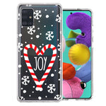 Samsung Galaxy A51 Winter Joy Snow Peppermint Candy Cane Heart Festive Christmas Double Layer Phone Case Cover