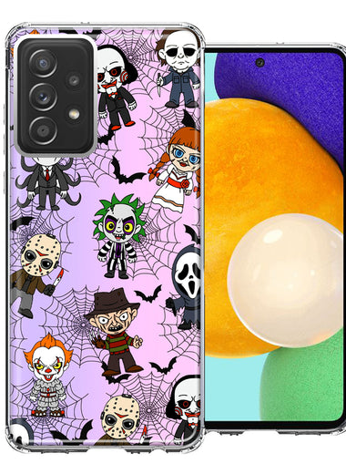 Samsung Galaxy A52 Classic Haunted Horror Halloween Nightmare Characters Spider Webs Design Double Layer Phone Case Cover