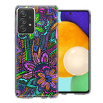 Samsung Galaxy A52 Colorful Summer Flowers Doodle Art Design Double Layer Phone Case Cover