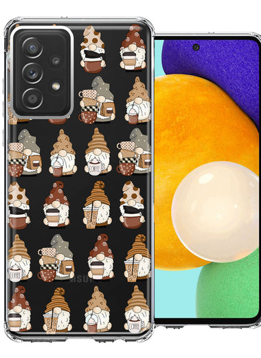 Samsung Galaxy A52 Cute Morning Coffee Lovers Gnomes Characters Drip Iced Latte Americano Espresso Brown Double Layer Phone Case Cover