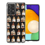 Samsung Galaxy A52 Cute Morning Coffee Lovers Gnomes Characters Drip Iced Latte Americano Espresso Brown Double Layer Phone Case Cover