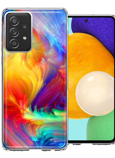 Samsung Galaxy A52 Colorful Feather Paint Double Layer Phone Case Cover