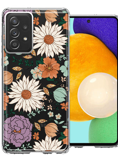Samsung Galaxy A52 Feminine Classy Flowers Fall Toned Floral Wallpaper Style Double Layer Phone Case Cover