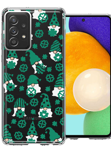 Samsung Galaxy A52 Lucky Green St Patricks Day Cute Gnomes Shamrock Polkadots Double Layer Phone Case Cover