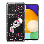Samsung Galaxy A52 Pink Dead Valentine Skull Frap Hearts If I had Feelings They'd Be For You Love Double Layer Phone Case Cover