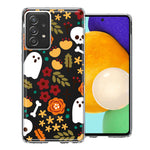 Samsung Galaxy A52 Spooky Season Fall Autumn Flowers Ghosts Skulls Halloween Double Layer Phone Case Cover