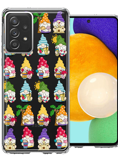 Samsung Galaxy A52 Summer Beach Cute Gnomes Sand Castle Shells Palm Trees Double Layer Phone Case Cover