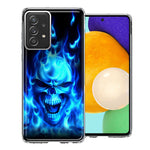 Samsung Galaxy A52 Blue Flaming Skull Double Layer Phone Case Cover