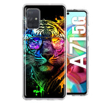 Samsung Galaxy A71 4G Neon Rainbow Swag Tiger Hybrid Protective Phone Case Cover