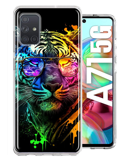 Samsung Galaxy A71 5G Neon Rainbow Swag Tiger Hybrid Protective Phone Case Cover