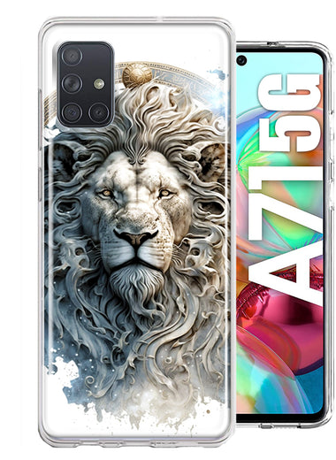 Samsung Galaxy A71 5G Abstract Lion Sculpture Hybrid Protective Phone Case Cover