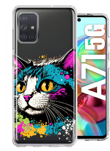 Samsung Galaxy A71 5G Cool Cat Oil Paint Pop Art Hybrid Protective Phone Case Cover