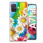 Samsung Galaxy A71 4G Colorful Rainbow Daisies Blue Pink White Green Double Layer Phone Case Cover