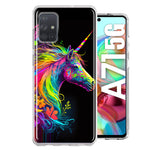 Samsung Galaxy A71 4G Neon Rainbow Glow Unicorn Floral Hybrid Protective Phone Case Cover