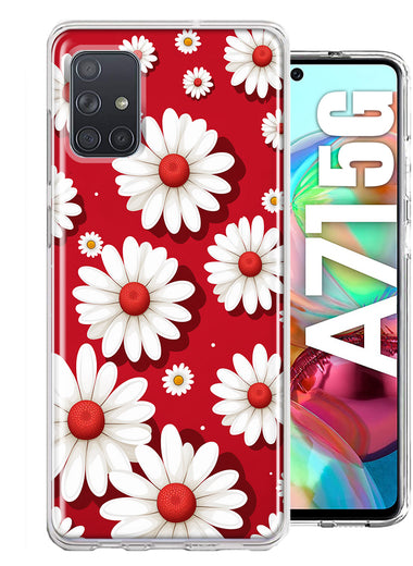 Samsung Galaxy A71 5G Cute White Red Daisies Polkadots Double Layer Phone Case Cover