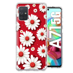 Samsung Galaxy A71 5G Cute White Red Daisies Polkadots Double Layer Phone Case Cover