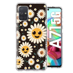 Samsung Galaxy A71 4G Cute Smiley Face White Daisies Double Layer Phone Case Cover