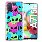 Samsung Galaxy A71 4G Bright Rainbow Nightmare Skulls Spooky Season Halloween Design Double Layer Phone Case Cover