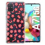 Samsung Galaxy A71 4G Christmas Winter Red White Peppermint Candies Swirls Candycanes Design Double Layer Phone Case Cover