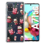 Samsung Galaxy A71 4G Coffee Lover Valentine's Hearts Pink Drink Latte Double Layer Phone Case Cover