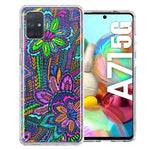 Samsung Galaxy A71 4G Colorful Summer Flowers Doodle Art Design Double Layer Phone Case Cover
