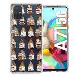 Samsung Galaxy A71 4G Cute Morning Coffee Lovers Gnomes Characters Drip Iced Latte Americano Espresso Brown Double Layer Phone Case Cover