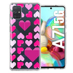 Samsung Galaxy A71 4G Pink Purple Origami Valentine's Day Polkadot Hearts Design Double Layer Phone Case Cover