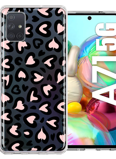 Samsung Galaxy A71 5G Cute Pink Leopard Print Hearts Valentines Day Love Double Layer Phone Case Cover